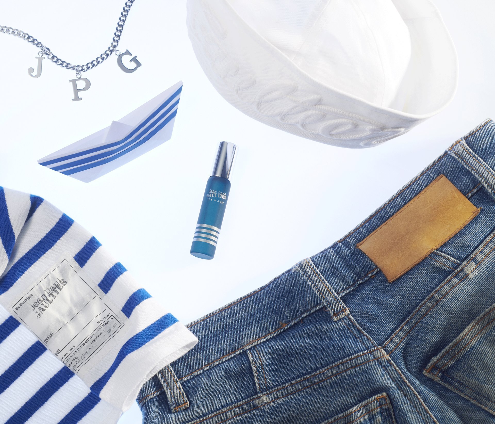 Le Male circled by Jean and clothes