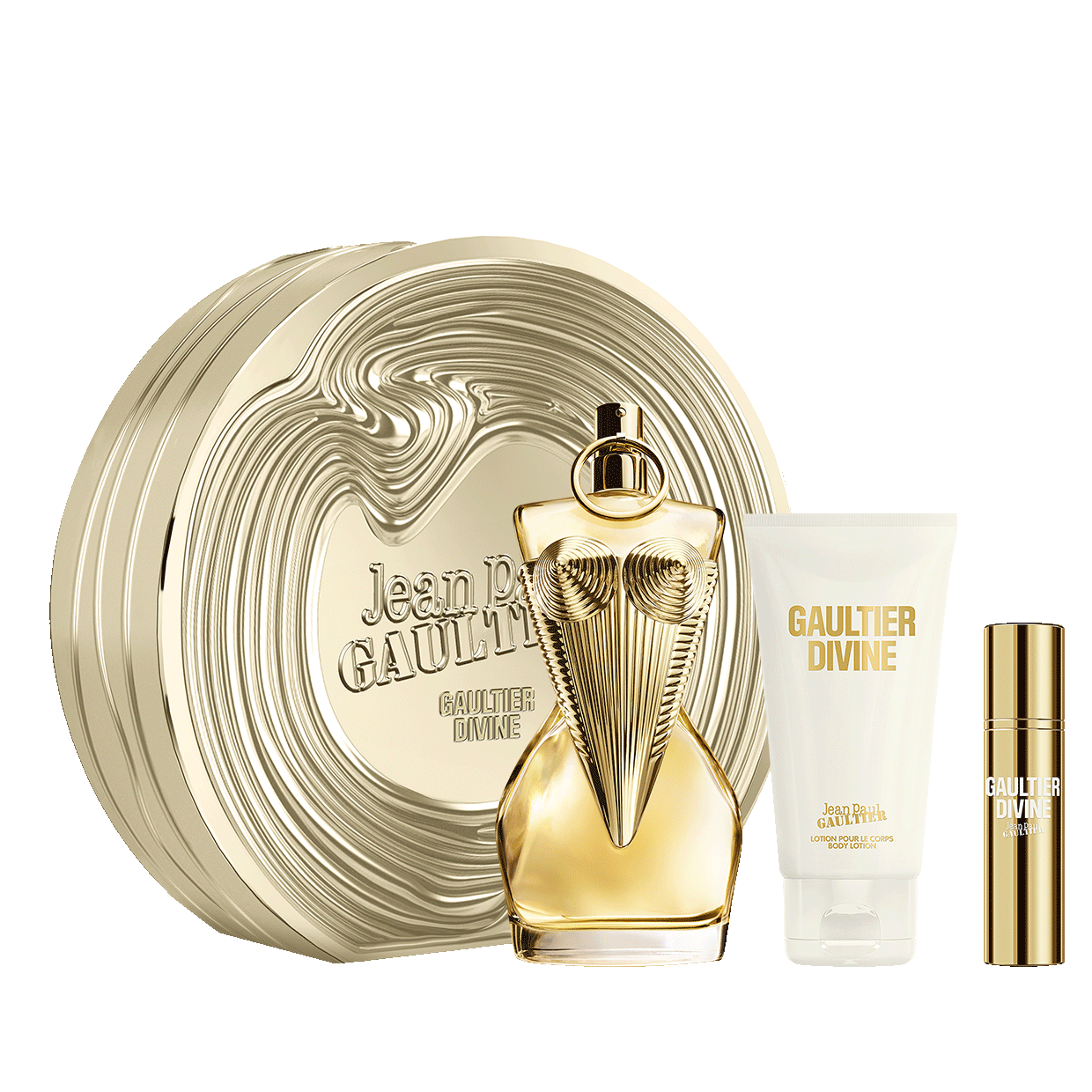 Gaultier Divine 100 ml, Leite hidratante 75 ml e Vaporizador Kit